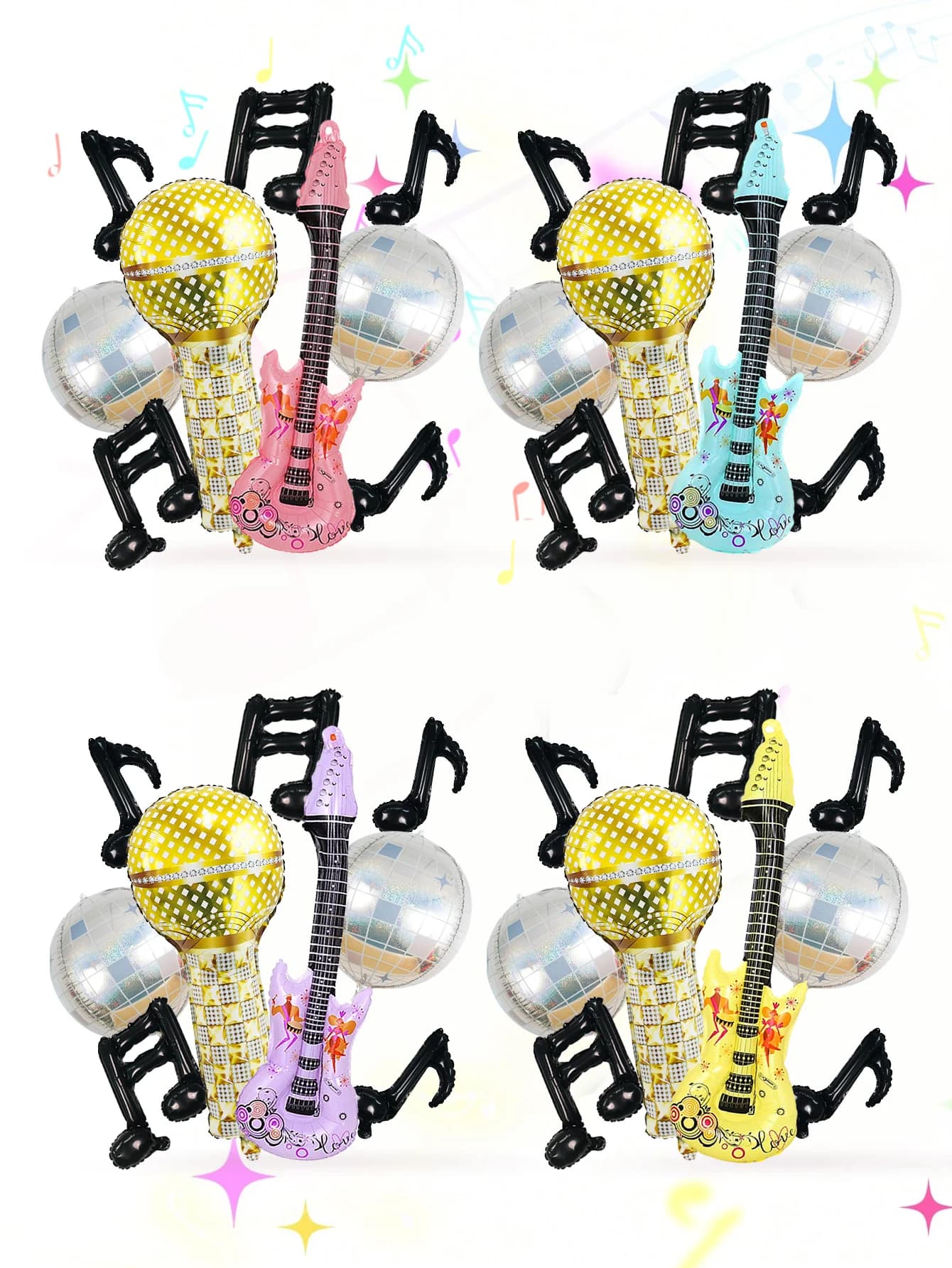 Set di palloncini a tema musicale da 9 pezzi, adatti per temi musicali pop, feste disco rock, temi musicali K-pop e feste di compleanno
