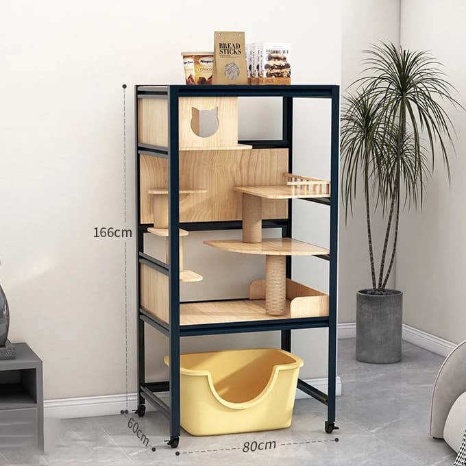 Factory Wholesale Luxury Modern Indoor Steel Solid Wood Eco-Friendly Pet House Cat Tower Condo Sisal Scratching Posts Cat Tree