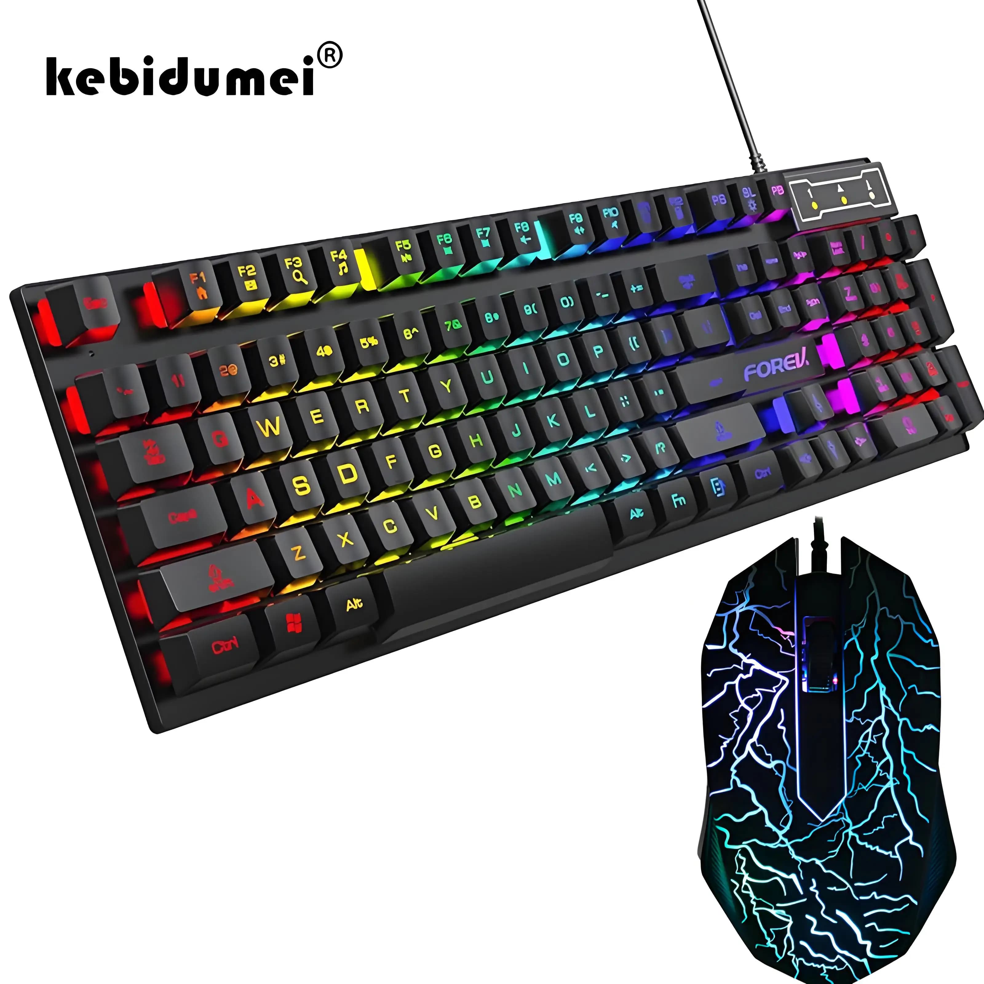 Set tastiera e mouse da gioco cablati a 104 tasti Tastiera meccanica retroilluminata Tastiera luminosa impermeabile per PC portatile da ufficio
