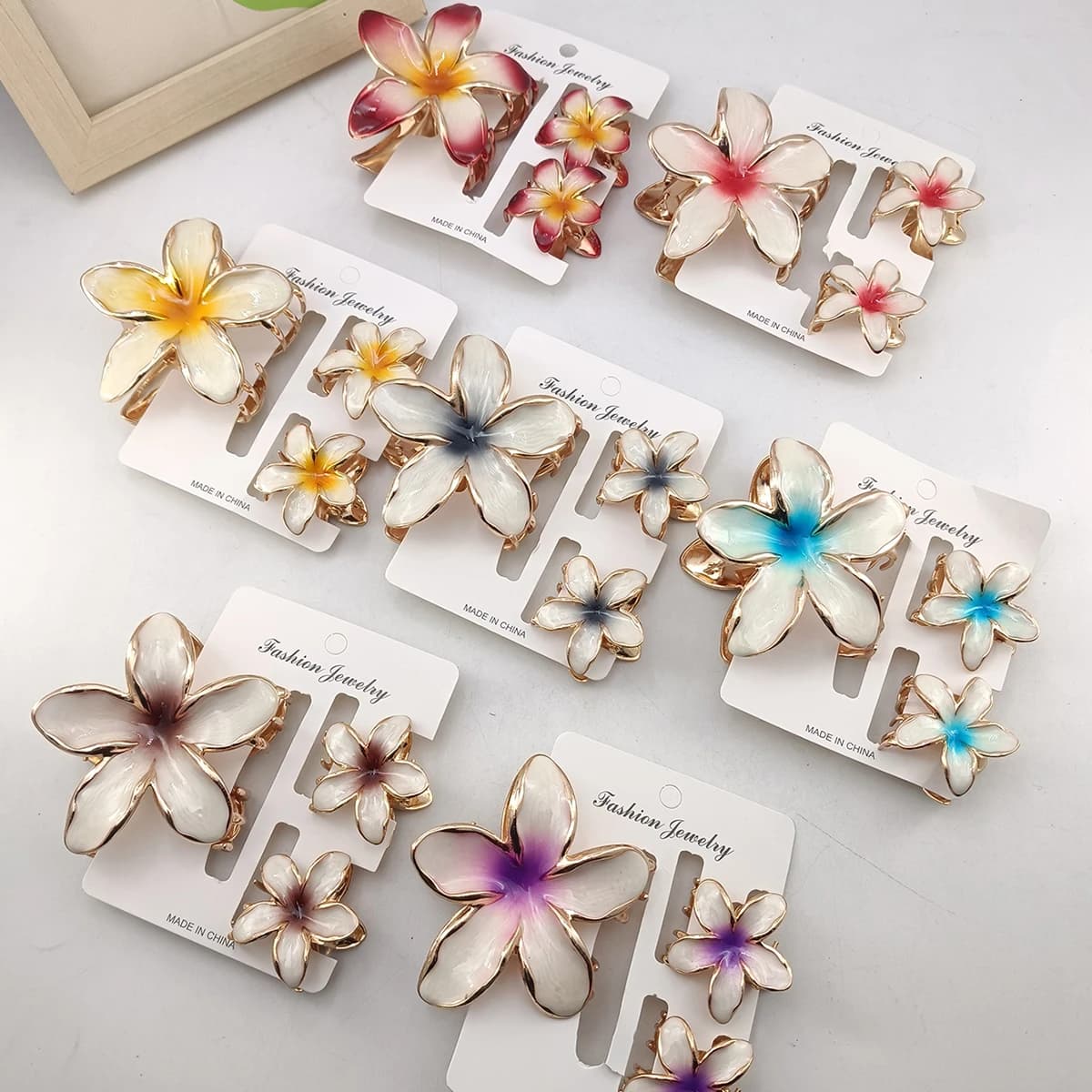 Set di 3 fermagli per capelli a forma di fiore in lega per donna, fermagli eleganti per vacanze al mare, accessori per capelli femminili.