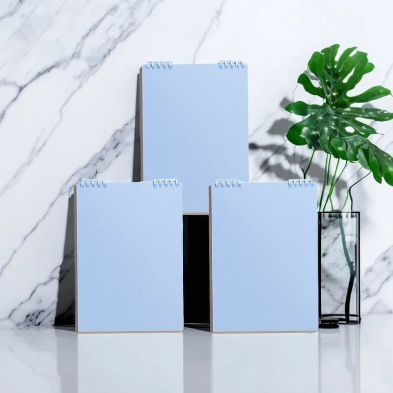 Quaderno rilegato in plastica blu resistente con carta liscia per scrittura, ricaricabile, per scuola, ufficio, università