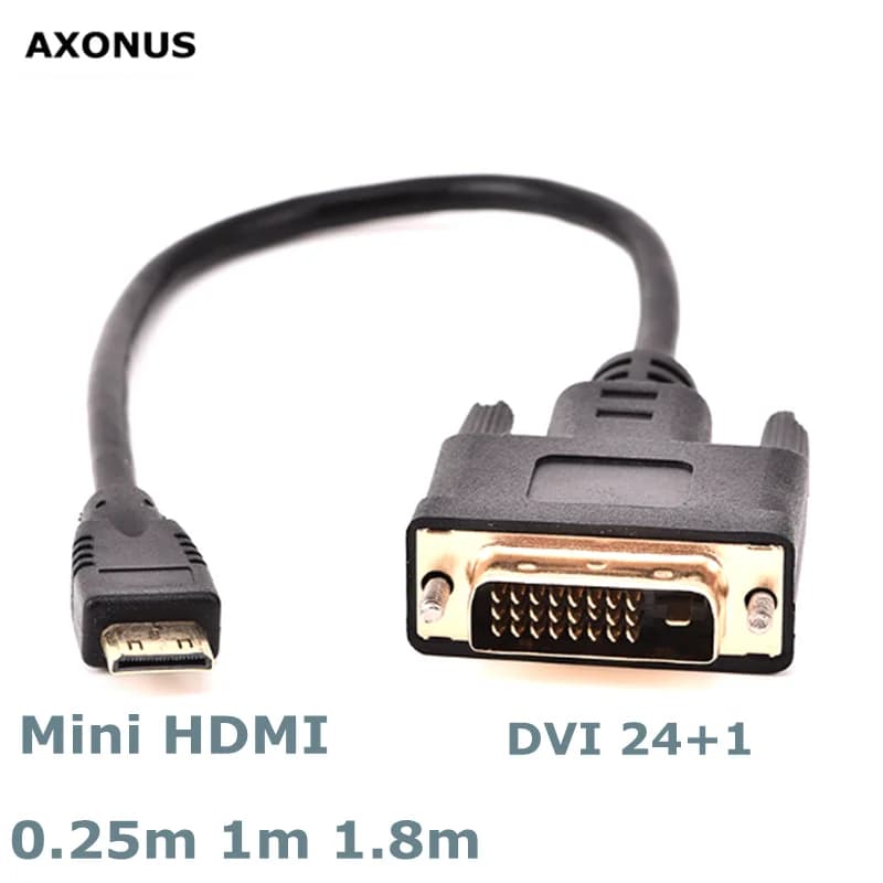1M/1.8M Mini HDTV Mini HDMI-Compatible HD to DVI-D 24 + 1 pin 3D adapter cable 1080p for LCD DVD HDTV XBOX PS3 monitor TV