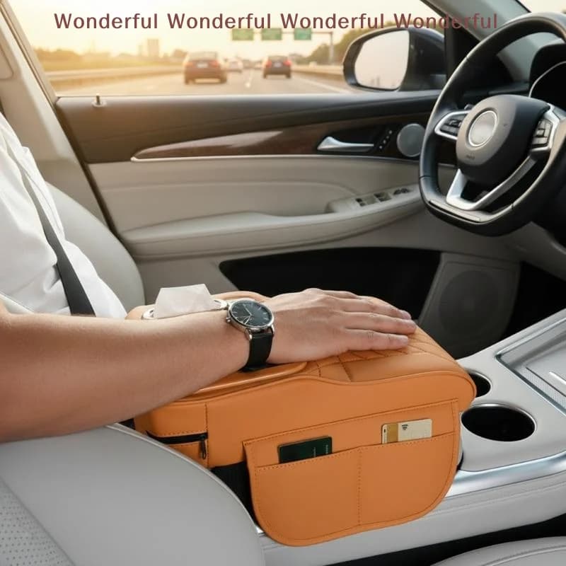 Cuscino Multifunzione per Bracciolo Auto - Contenitore Portaoggetti, Porta Fazzoletti e Porta Bicchieri per Console Centrale, Copertura per Bracciolo Veicolo