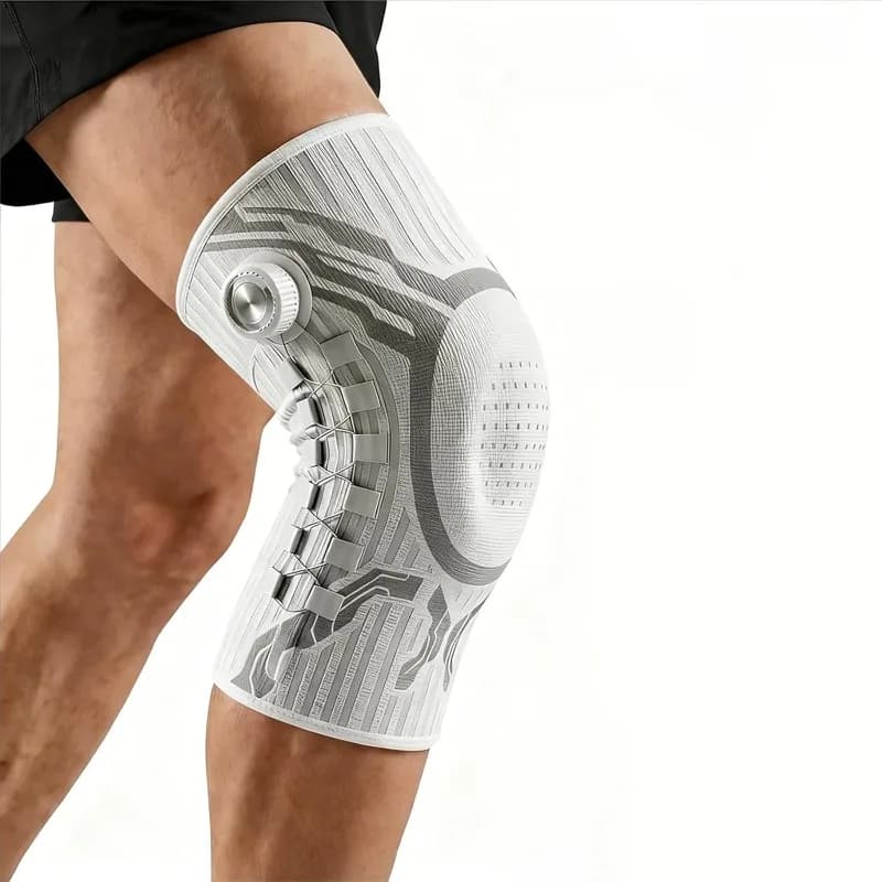 Dial Adjust Knee Brace with Spring Support, Silicone Shock Absorb, Compression Sleeve for Basketball Running Sports