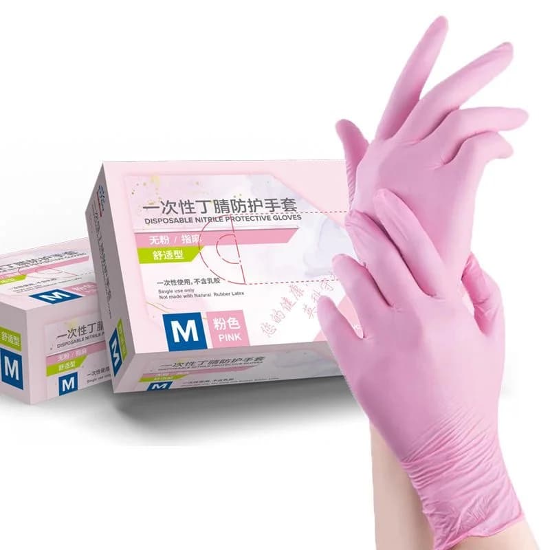Guanti in Nitrile usa e getta rosa da 100 pezzi guanti in Tatoo per salone di cucina senza lattice antiscivolo impermeabili per la pulizia della casa