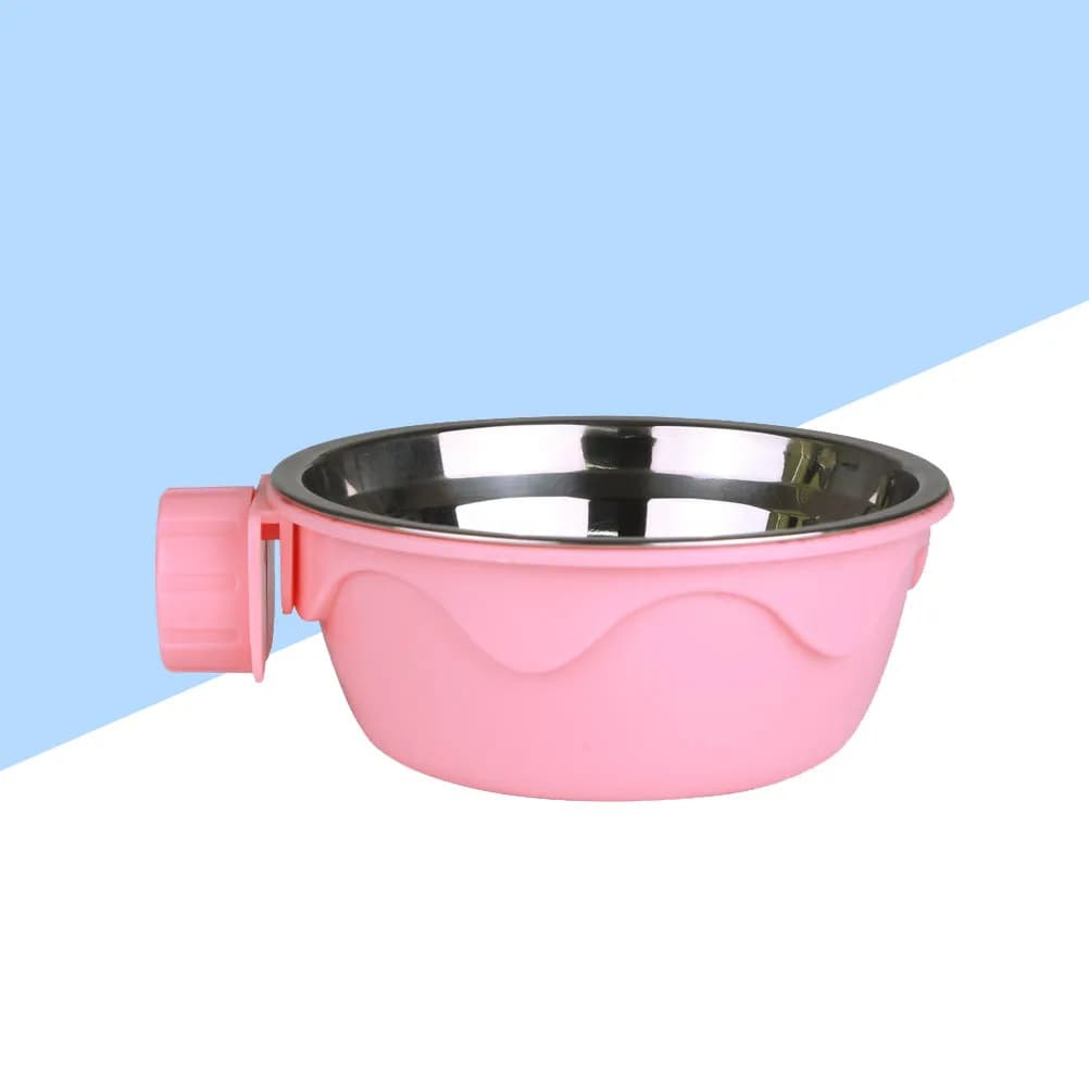 Ciotola in Acciaio Inox per Cani e Gatti, 2 in 1, Stazione di Alimentazione e Abbeveraggio Stazionaria, Design Sganciabile e Appendibile, Ideale per Gabbie
