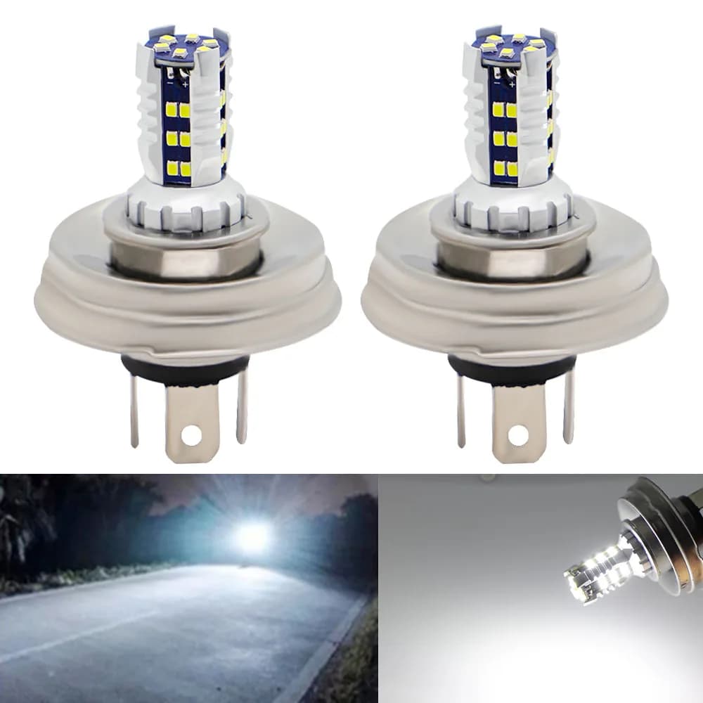 1 pz moto P45T R2 30SMD LED lampada faro fascio alto/basso per Scooter ciclomotore bianco 6000K 9-30v lampadina anteriore moto