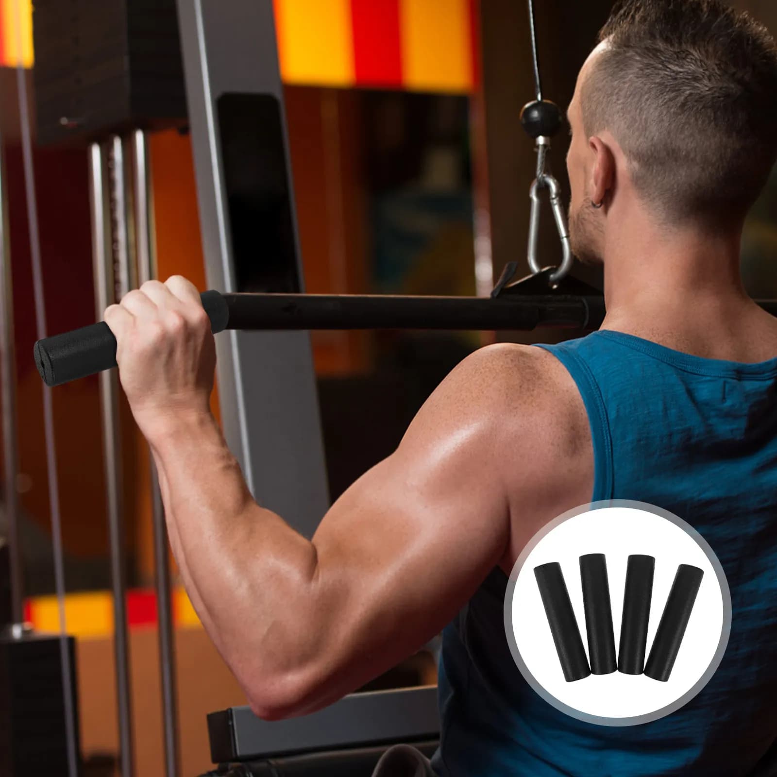 4Pcs Barbell Grips Soft Wrap Cushions Ergonomic Non-Slip Handles Protective Covers for Weightlifting Dumbbells Pull Up Bars