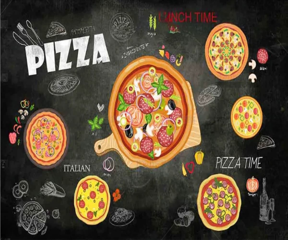 Carta da parati personalizzata Cartoon disegnato a mano negozio di pizza pareti di fondo Murale in rilievo materiale autoadesivo carta da parati decorativa 3d