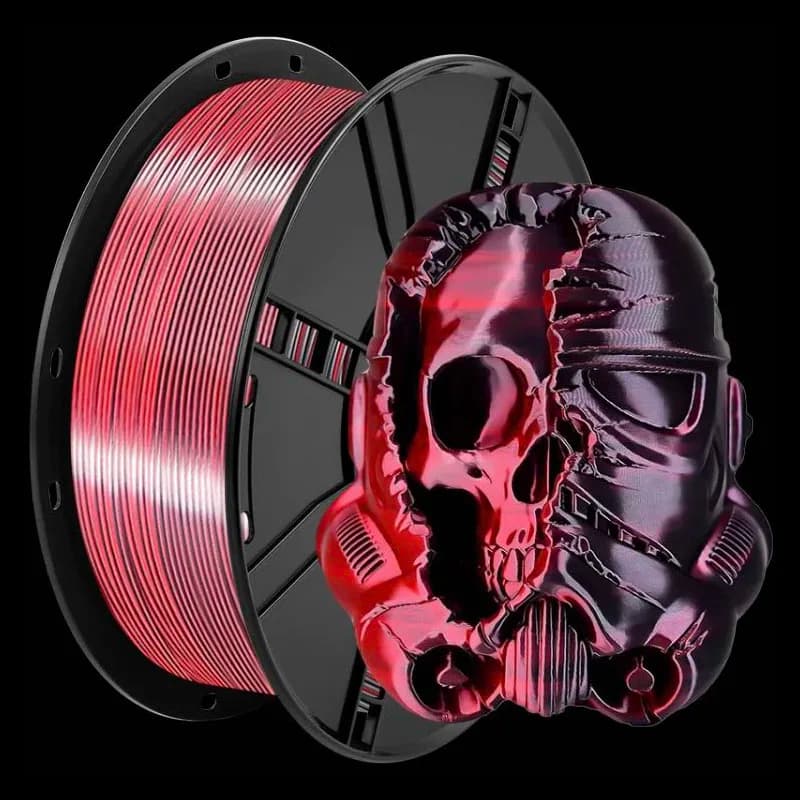 Filament for 3D PLA printer 1 kg/2.2 pounds, PLA filament double color black red 1,75 mm, 3D printing filament with glossy color change