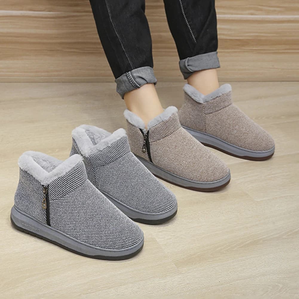 Pantofole da donna e da uomo con fodera in pelliccia di peluche, scarpe da casa in memory foam, stivaletti, pantofole da casa per interni ed esterni