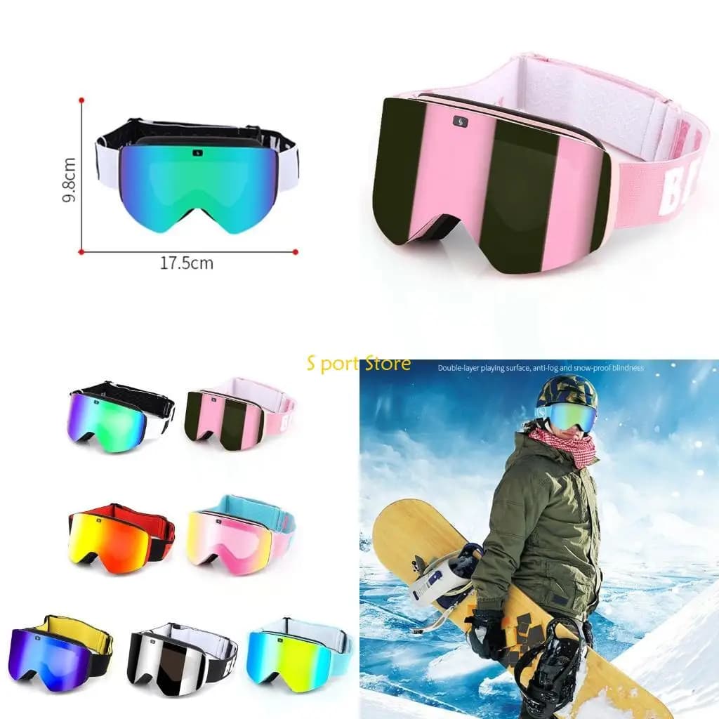 U2JB Occhiali da sci magnetici Snowboard Invernali Sport sulla neve Lenti Doppi strati Occhiali da sci antiappannamento UV per