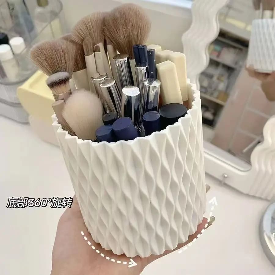 360° Rotating Makeup Tool Storage Box Desktop Organizer Cosmetic Brushes Holder Lipstick Eyebrow Pencil Holder Jewelry Container
