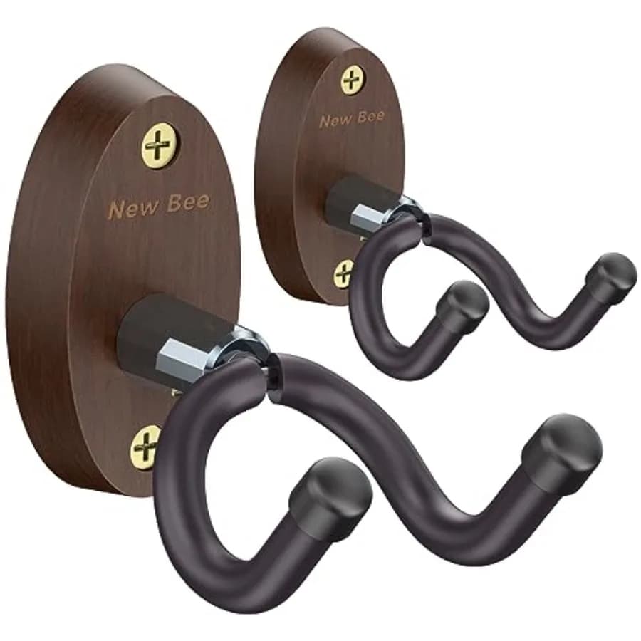 Supporto da Parete per Chitarra con Vite, Adatto a Tutte le Dimensioni di Ukulele, Basso, Mandolino, Banjo, Staffa in Metallo Nero per Strumenti Musicali