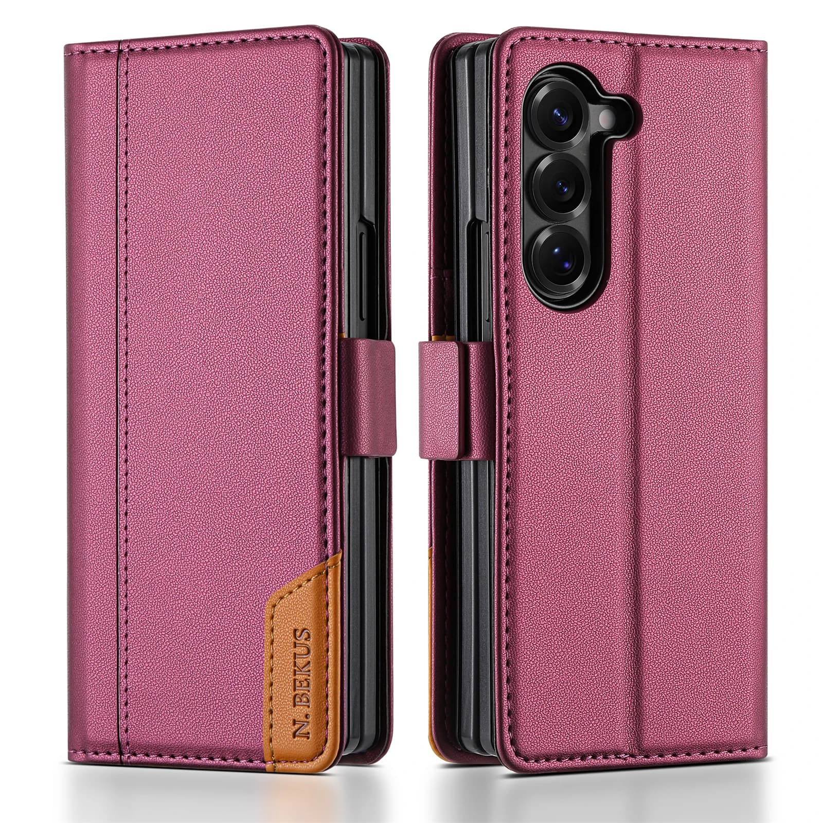 Custodia a Portafoglio in Pelle di Lusso per Samsung Galaxy Z Fold 7 6 5 4 3 5G 2025, Cover Flip Magnetica Stile Business con Protezione RFID per ZFold6 Fold7