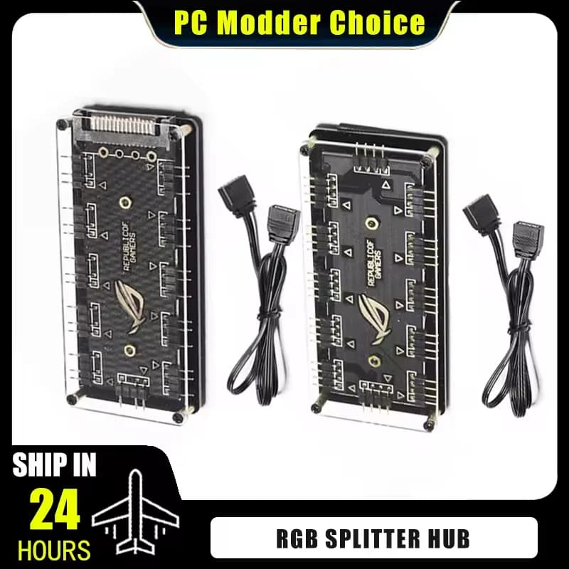 Cavo ARGB RGBW a 3 pin 5V, Hub Splitter ASUS AURA SYNC RGB 10, Cavo di Prolunga Alimentazione SATA, Adattatore per Striscia LED, Ventola RGB per PC