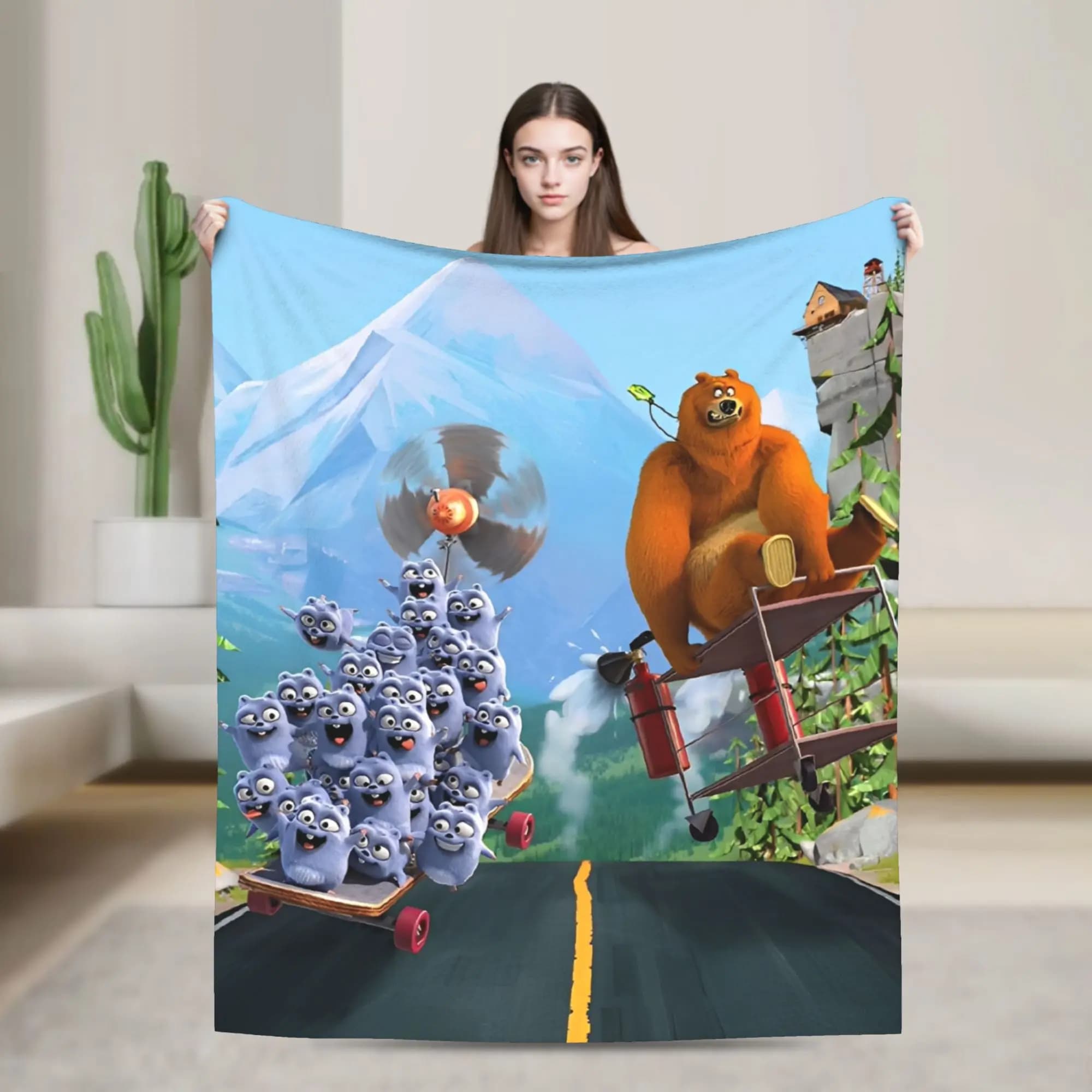 Coperte Grizzly and Lemmings Discovering Arctic Relationships, splendide coperte calde in flanella per la decorazione della casa