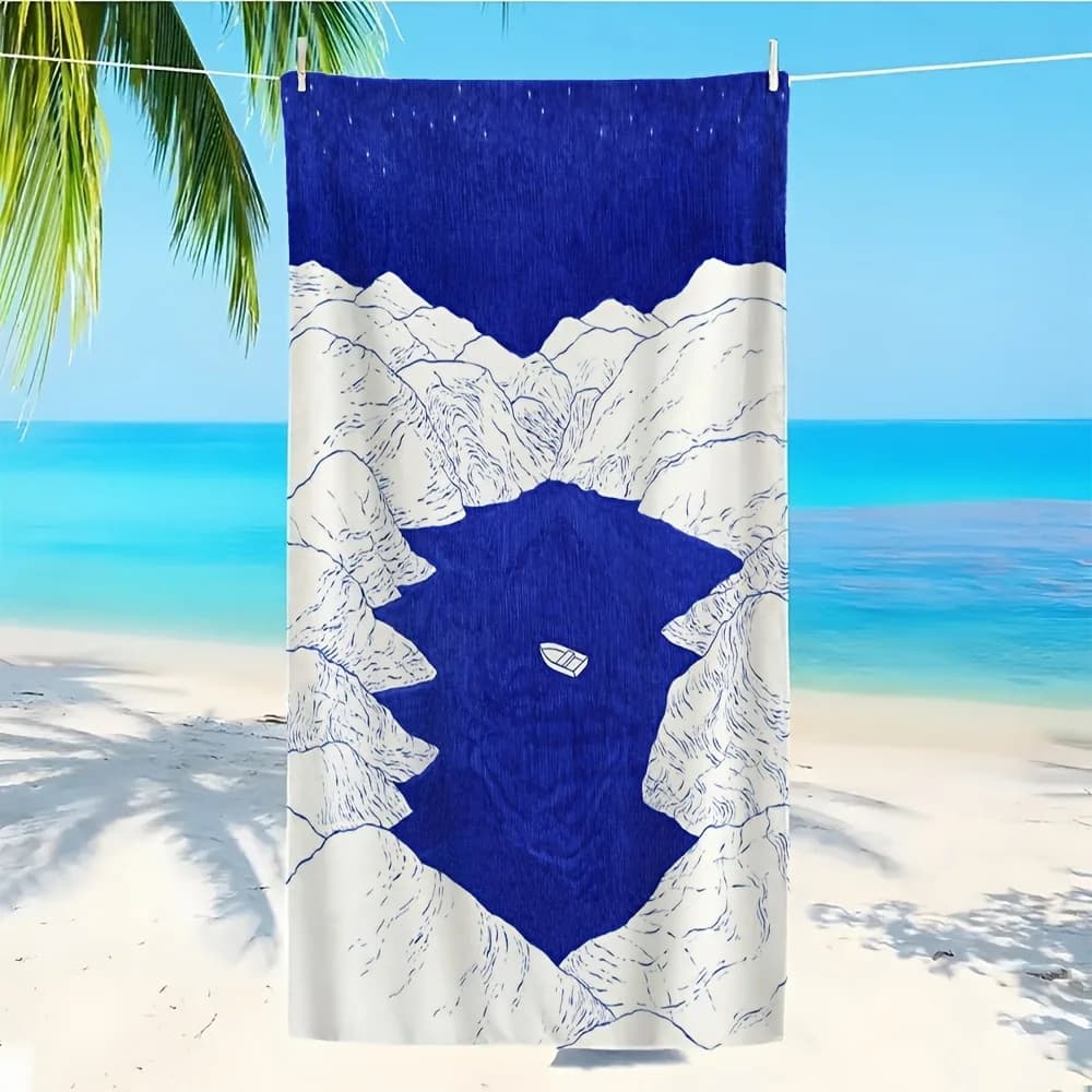 Grande Telo Mare Asciugatura Rapida in Microfibra Assorbente Leggero per Yoga Piscina Viaggi Montagna Stampa Mappa Regalo Outdoor