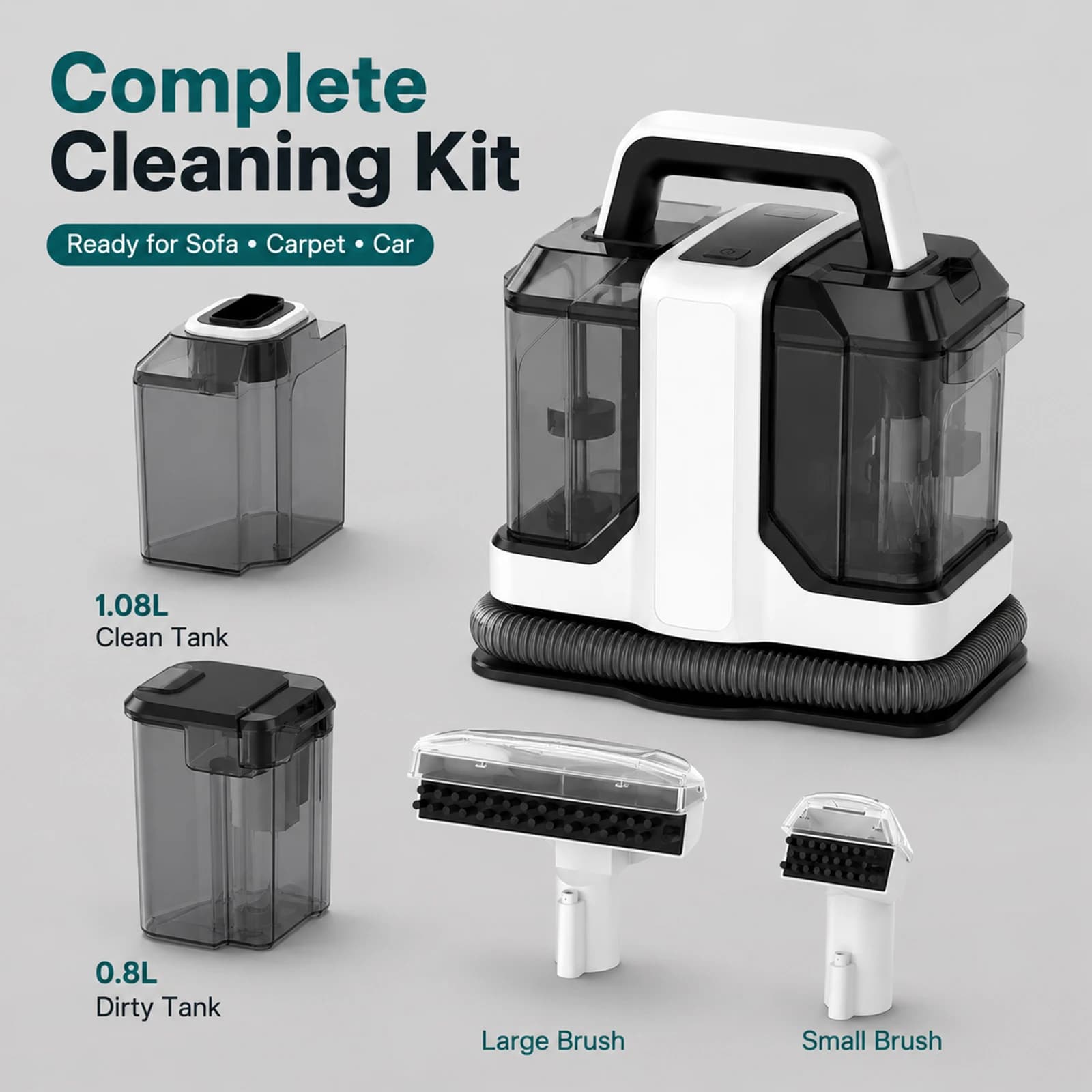 SIHAO 750W 15KPa Portable Spot Cleaner Spray Suction Integrated Machine For Carpet Sofa Mattress Car Interior