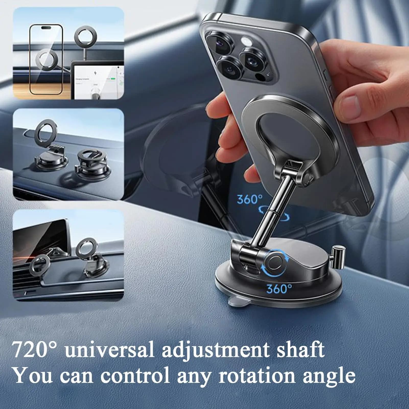 Supporto per telefono per auto Supporto per telefono magnetico per auto con rotazione a 360 gradi Staffa per smartphone verticale orizzontale per una guida sicura