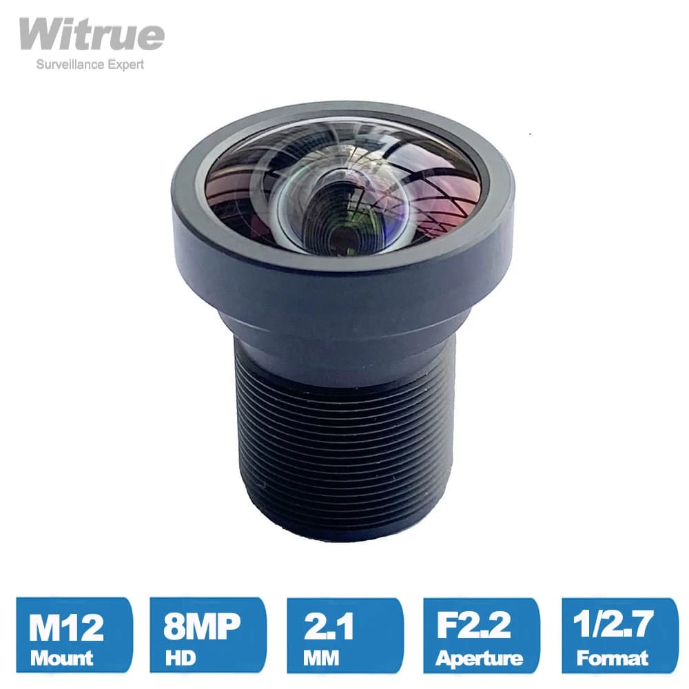Witc6 8MP 2.1mm CCTV Lens 1/1/2 "pollici senza distorsione F2.2 M12 Mount con filtro IR 650nm per telecamera IP di sorveglianza di sicurezza