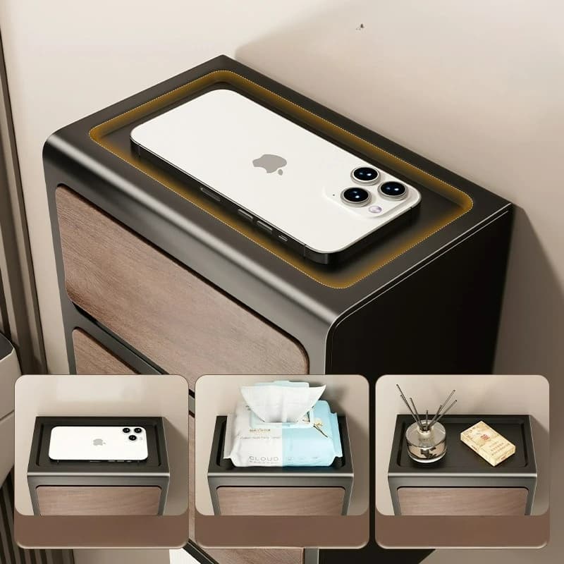 Accessori per rack di stoccaggio senza perforazione con venature del legno per portarotolo per carta igienica a doppio strato a parete