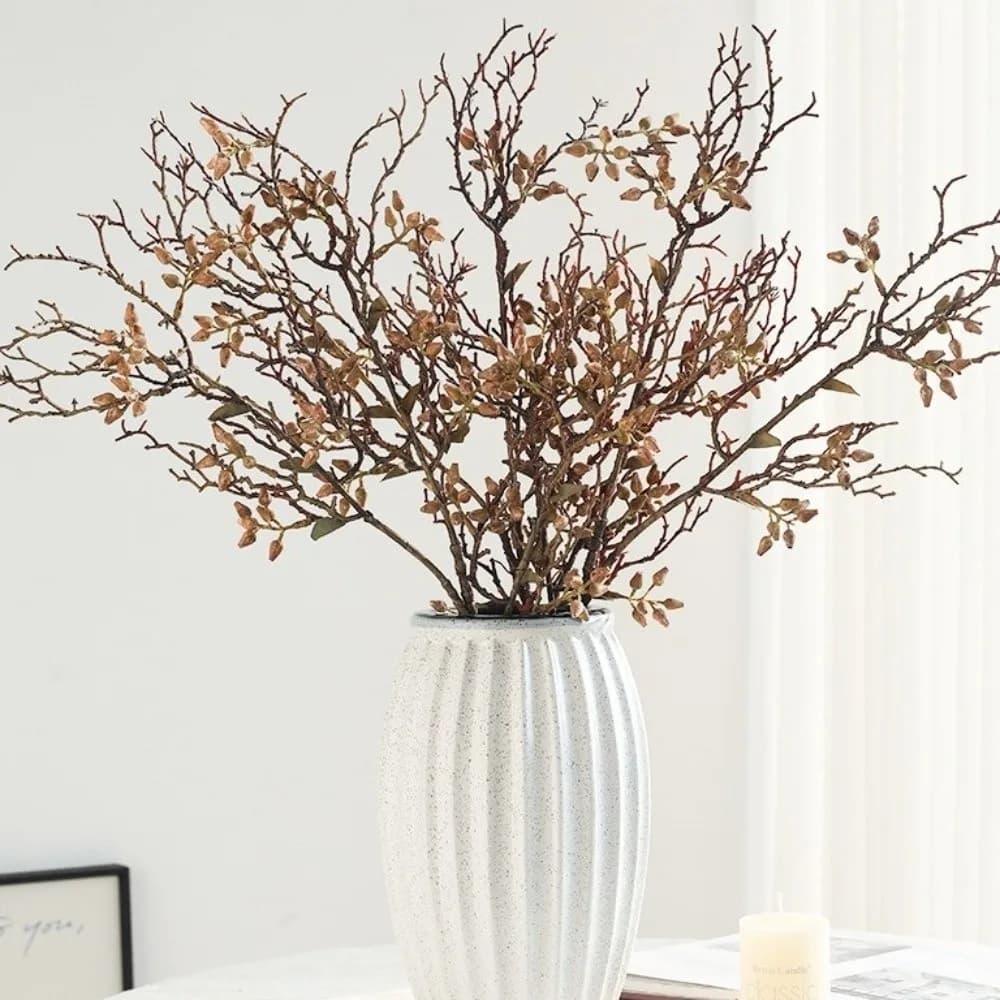 Plastic Artificial Plant Dead Branch Lifelike Real Touch Eucalyptus Fruit Branch DIY Handmade Artificial Greenery