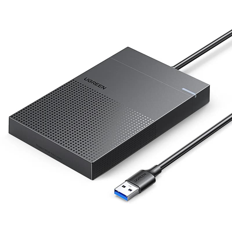 Custodia per disco rigido UGREEN da 2,5 pollici integrata con cavo da 1,6 piedi Custodia per HDD SSD SATA esterna da SATA a USB senza attrezzi