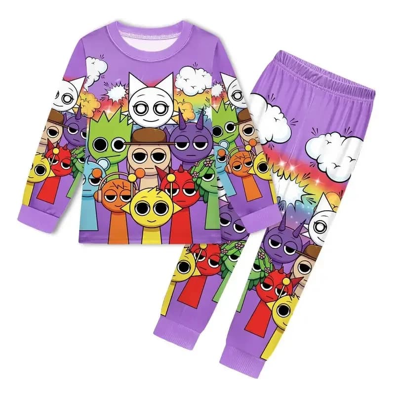 Costumi di Halloween per Cosplay ★ Pigiama Sprunki per Bambini con Cartoni Animati Incredibox, Abbigliamento Quotidiano per Bambini e Bambine, Camicie da Notte Lunghe ☆ Nuovo