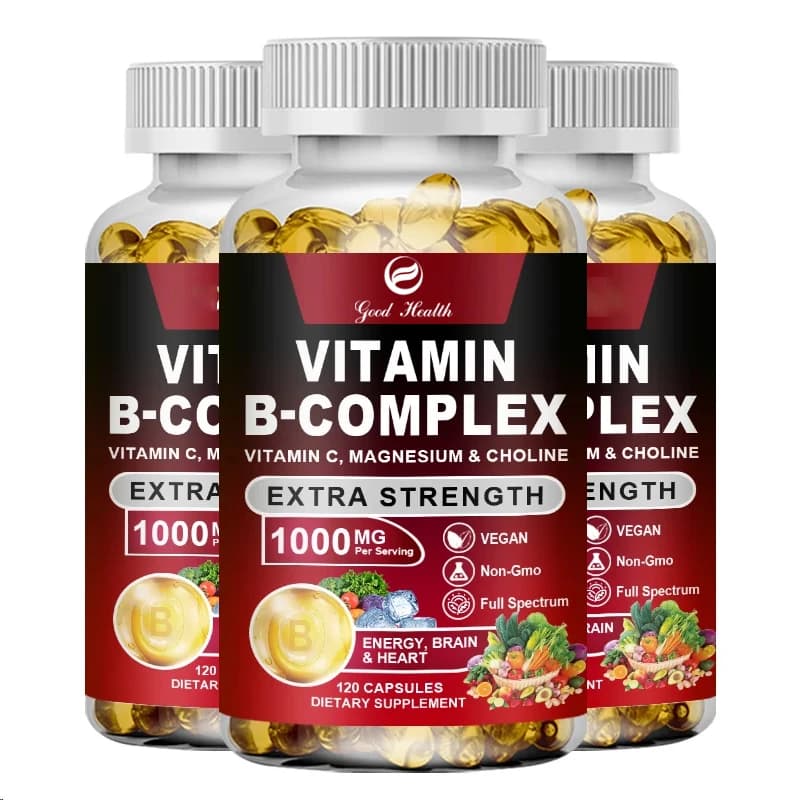 Integratore di Complesso Vitaminico B - B1, B2, B3, B5, B6, B7, B8, B9, B12 con Vitamina C, Colina, Inositolo - Energia, Cervello e Cuore