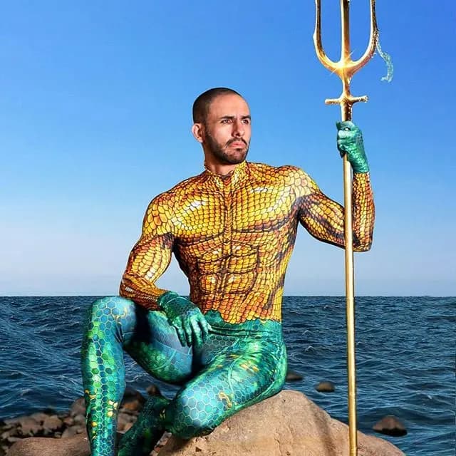 Costume cosplay di Halloween Aquaman Supereroe Arthur Curry Orin Zentai Tuta Tute Tute per adulti