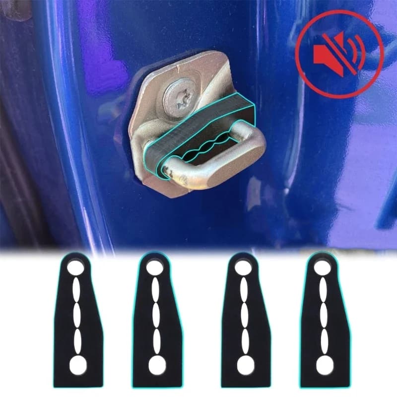 Confezione da 4 set di cuscinetti smorzanti per serratura portiera per auto Set di cuscini per serratura in gomma per porta auto Riducono il rumore e le scuotere Goditi la chiusura silenziosa