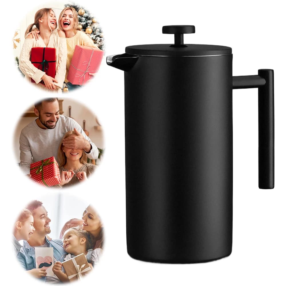 Coffe Maker French Press Stainless Steel 1000ml, Double Wall Insulating, Thermal Teapot