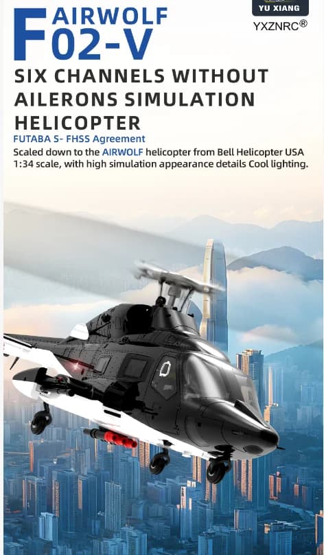 Yuxiang F02V Airwolf Electric Scale RC Helicopter 6CH Brushless RTF Beginner-Friendly