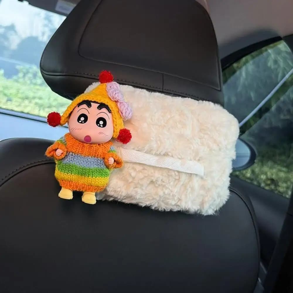 Anime Crayon Shin-Chan Car Tissue Box Cute Cartoon Car Back Row Headrest Hanging Paper Box Armrest Box Tissue Bag Car Interior