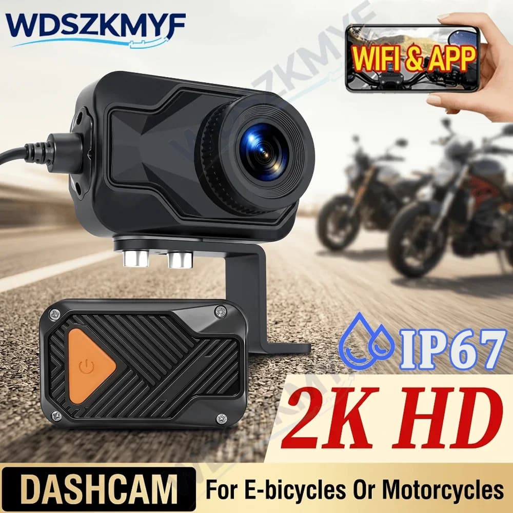 Nuova Dash Cam 2K HD per Moto, Videocamera IP67 per Bici Elettrica, Mountain Bike, Telecamera per Casco Moto, Scatola Nera per Esterni