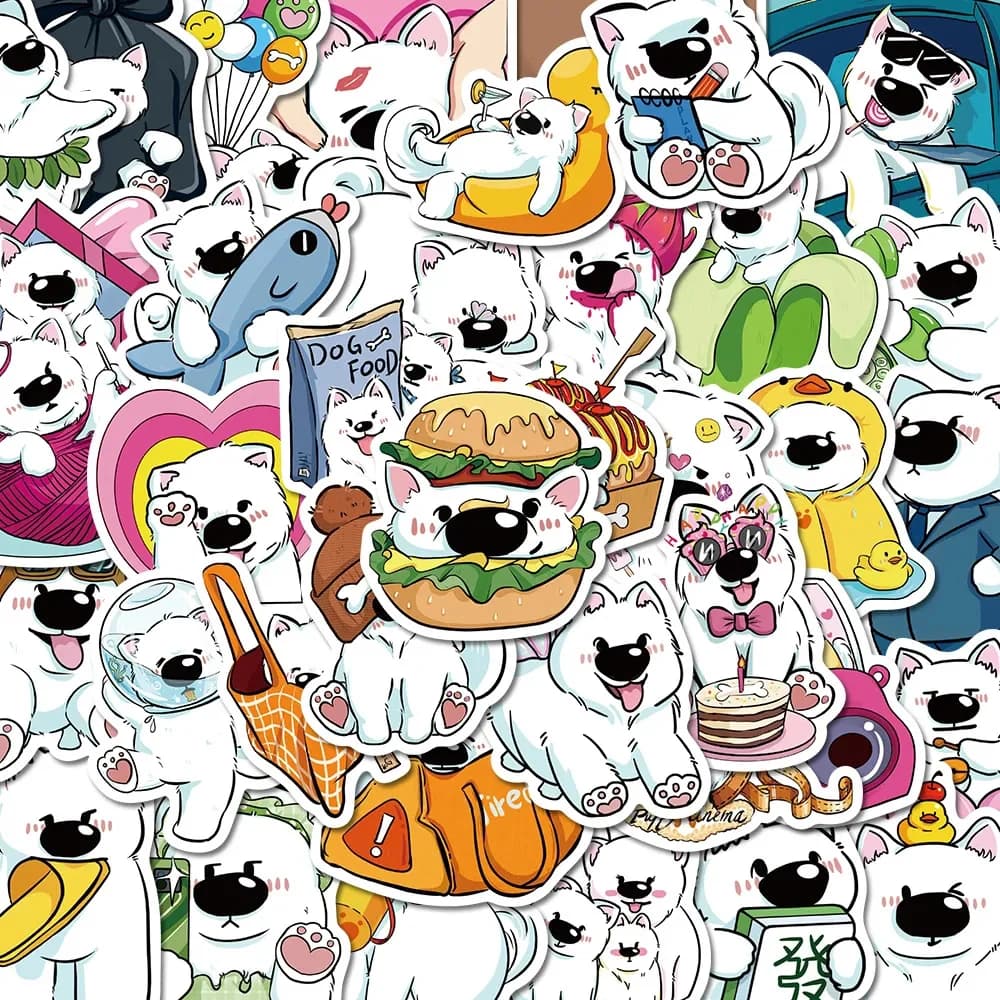 10/30/50 Pezzi Adesivi Graffiti di Cani Samoyed, Divertenti Decalcomanie Cartoon per Bottiglie d'Acqua, Quaderni, Telefoni, Adesivi Kawaii Anime Animali