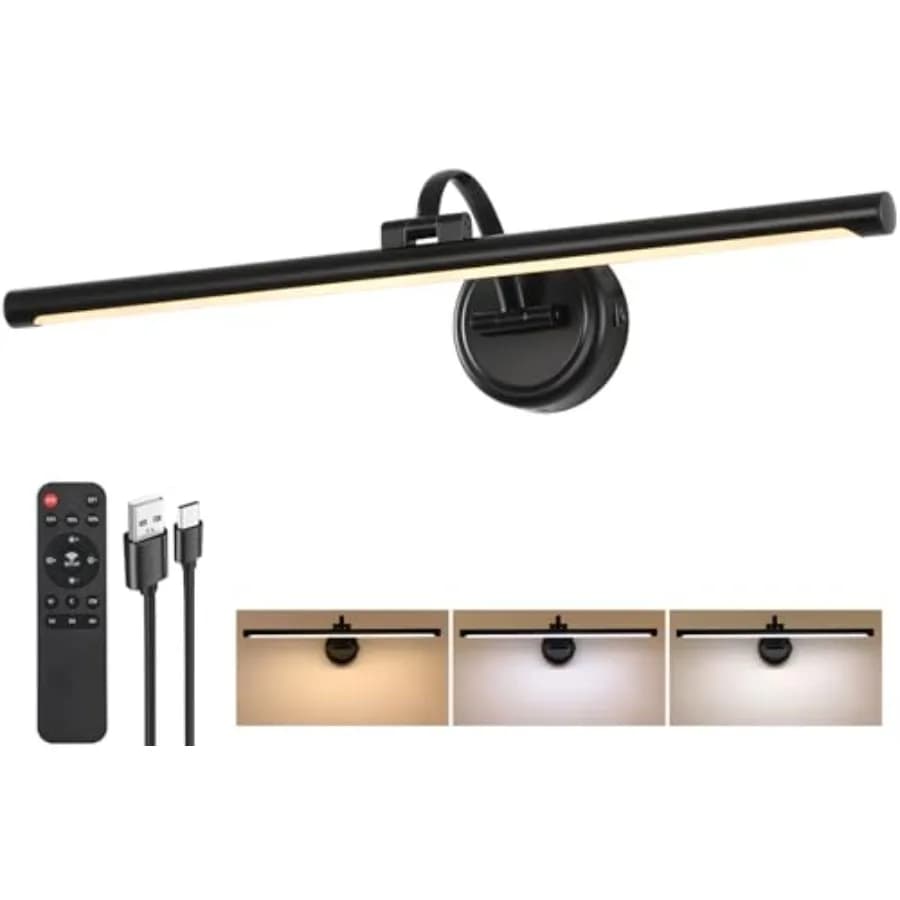 Luce LED per Quadri Senza Fili, Illuminazione per Cornici da Parete, 5000mAh Ricaricabile, Luci per Arte, Applique a Batteria Senza Cavo per Dipinti