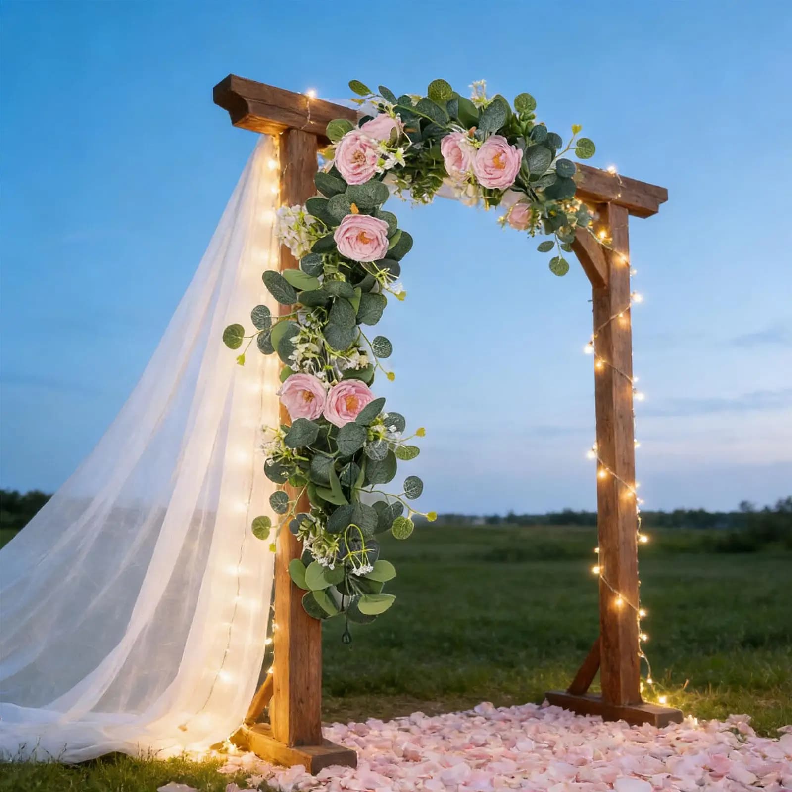 Artificial Roses Garland, Famous Copper Plants, Silk Leaves Garland for Caminetto, Home, Weddings and Festive Decorations