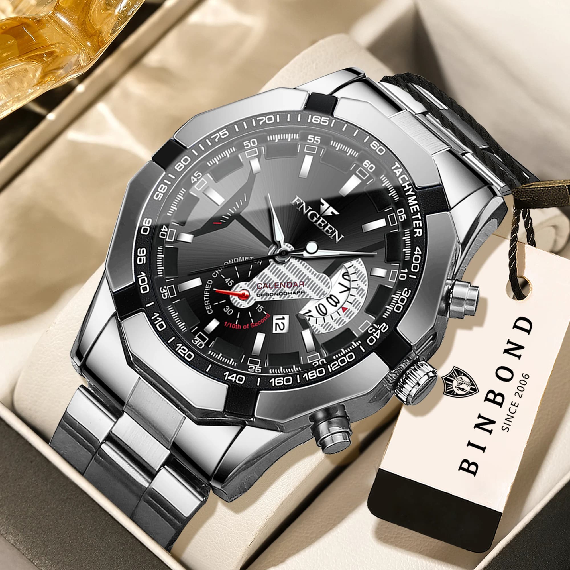 Orologi da polso al quarzo di lusso BINBOND per uomo, luminosi, impermeabili, con data automatica, cronografo, orologio da uomo, business, sport, moda, reloj