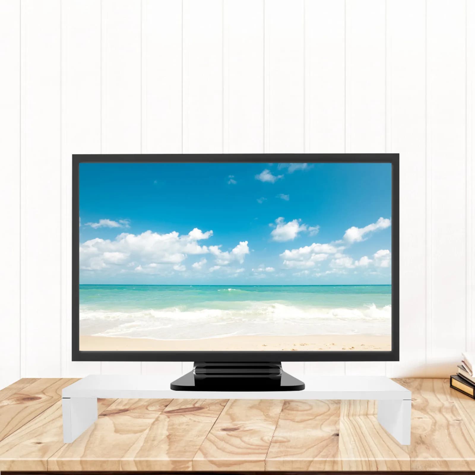 White Thick Board Desktop Monitor Stand Computer Screen Riser Multi-Function Notebook Laptop TV Shelf Height Extension Rack