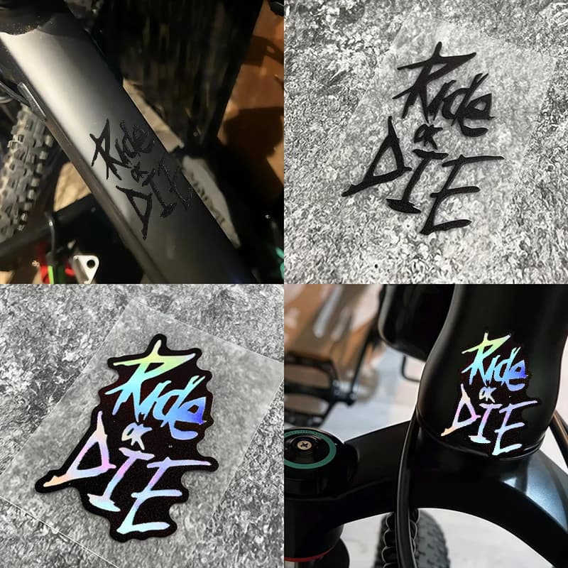 1PC Ride or Die adesivi per telaio bicicletta impermeabili per mountain bike tubo superiore decalcomanie in vinile decorazione casco moto fai da te