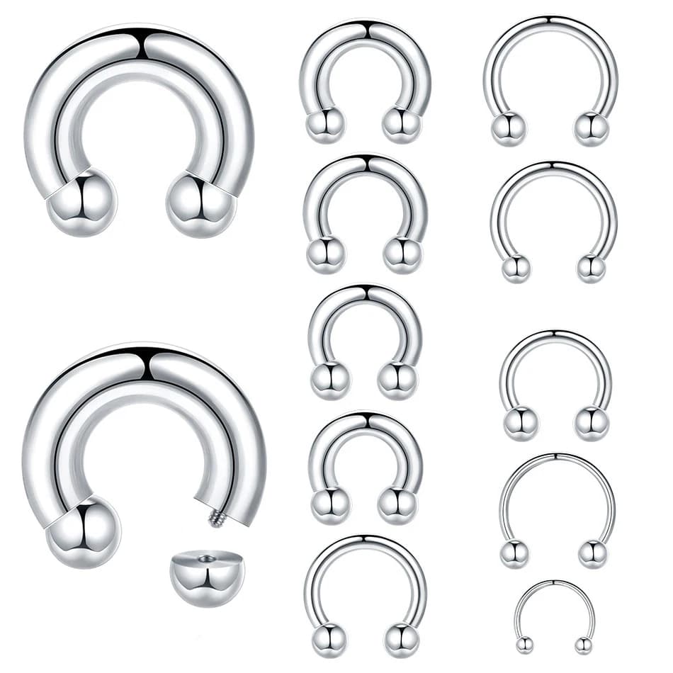 1PC 18G-00G Large Caliber Stainless Steel Iron Horse Ring Barella Helix Piercing Ear Expander Ear Hooks for Ear Weights