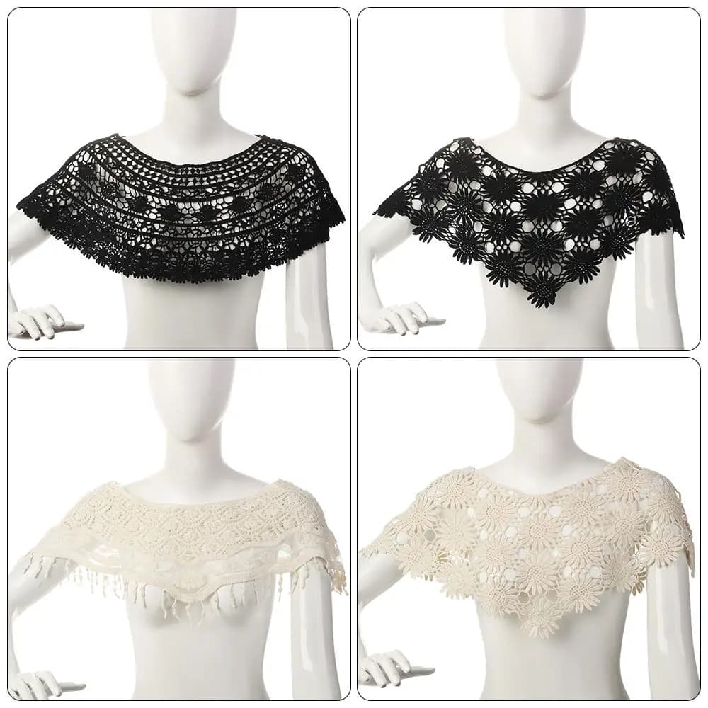 Accessories Women's Vintage Hollow Out nappa crochet lace vests shirt shawls poncho collar