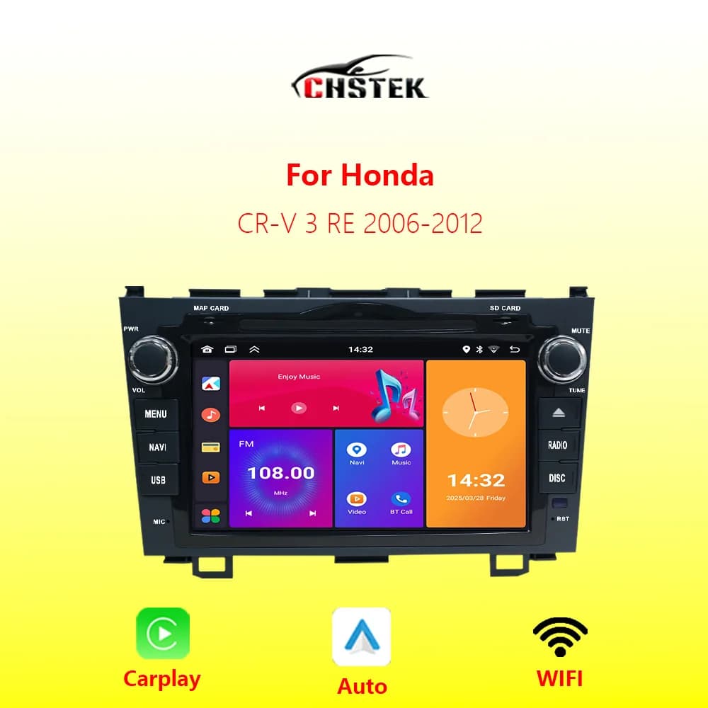 Auto Radio Carplay GPS Per Honda CR-V 3 RE CRV 2006-2012 Android Auto Multimedia Stereo di Navigazione Bluetooth WIFI Lettore CHSTEK