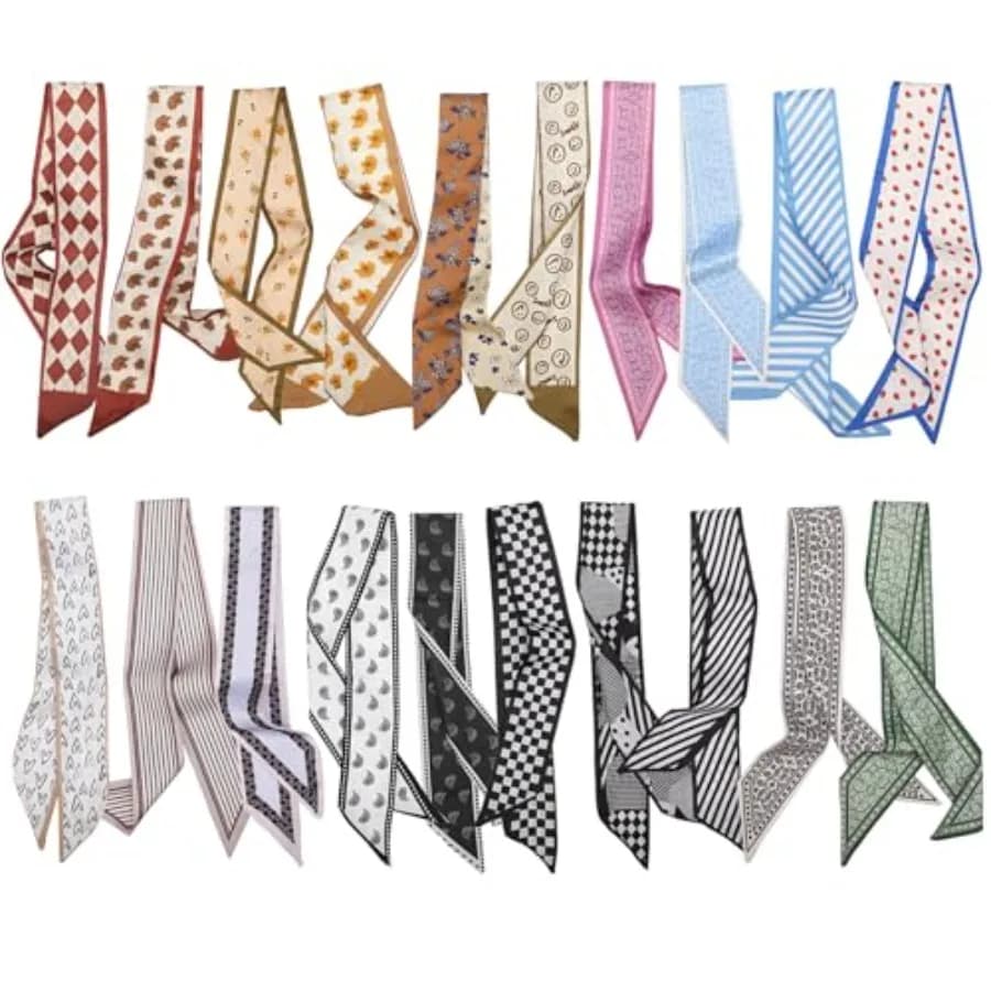 Fashion Silk Scarves Women, Multifunctional Boho Satin Neck Scarves Silky Smooth Finish, Lightweight Satin Material, Vibrant Co
