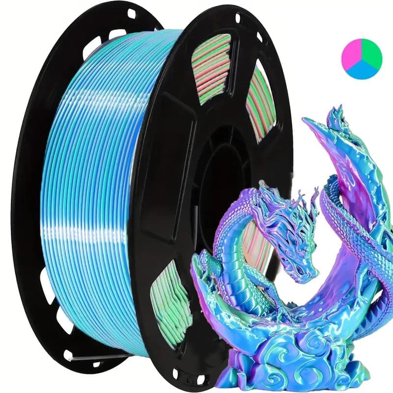 3D Printer Filament Triple Silk Filament 1.75 mm, 3D Printing Filament as Rainbow Filament, 250 g/0.55 pounds