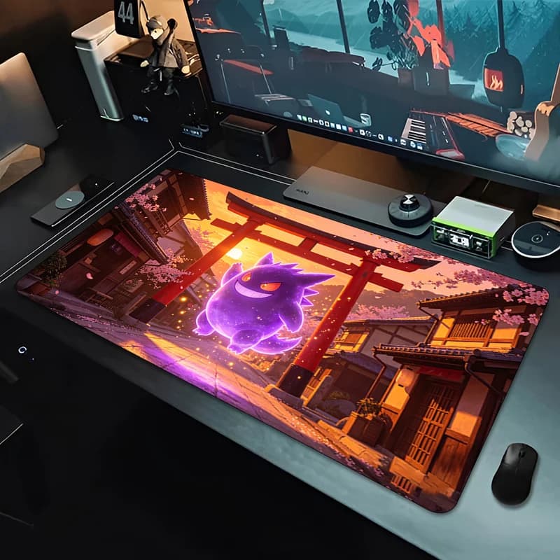 Tappetino per mouse da ufficio Anime Pokemon Gengar Gaming MousePads Tappetini per mouse durevoli anti-sfilacciamento Tappetini per mouse per computer da gioco Tappetino per tastiera in gomma