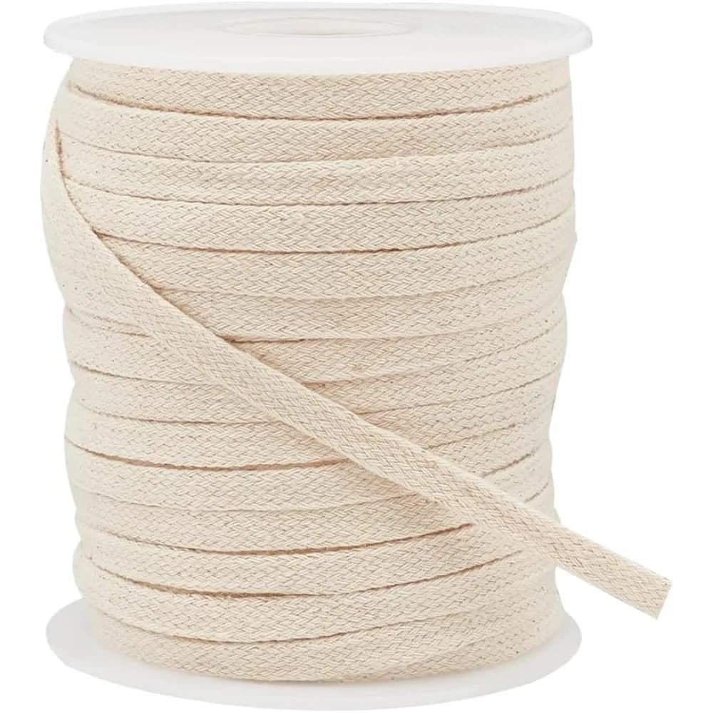 27 Yards Papayawhit Flat Cotton Drawstring 6mm Soft Drawstring Replacement Double Layer Hollow Drawcord for Hoodie Sweatpants
