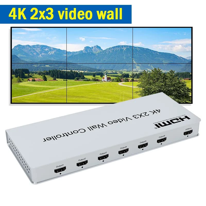 Controller per parete video HDMI 4K 2x3 2x2 3x2 HDMI Wall 6 Schermo Video Processore di cucitura a parete Giuntatrice TV per 6 TV Display di giunzione